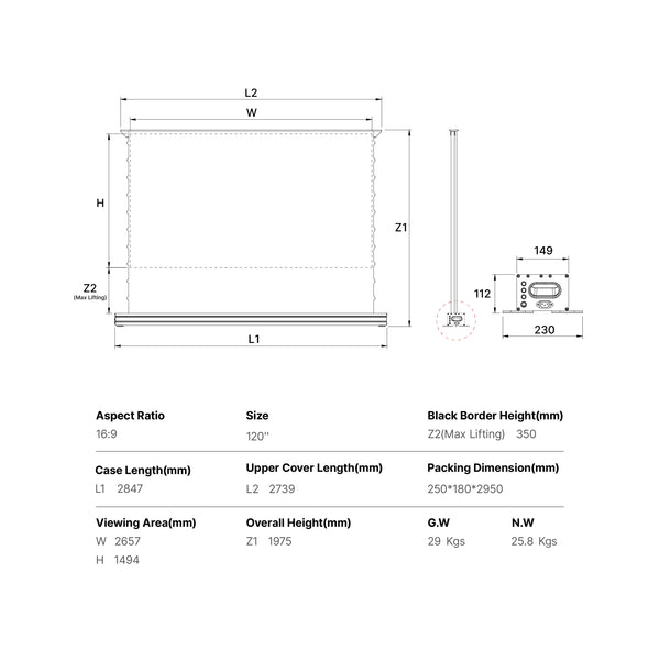 Écran de Projecteur Formovie de 120'' avec Montée au Sol, Tendu et ALR pour UST
